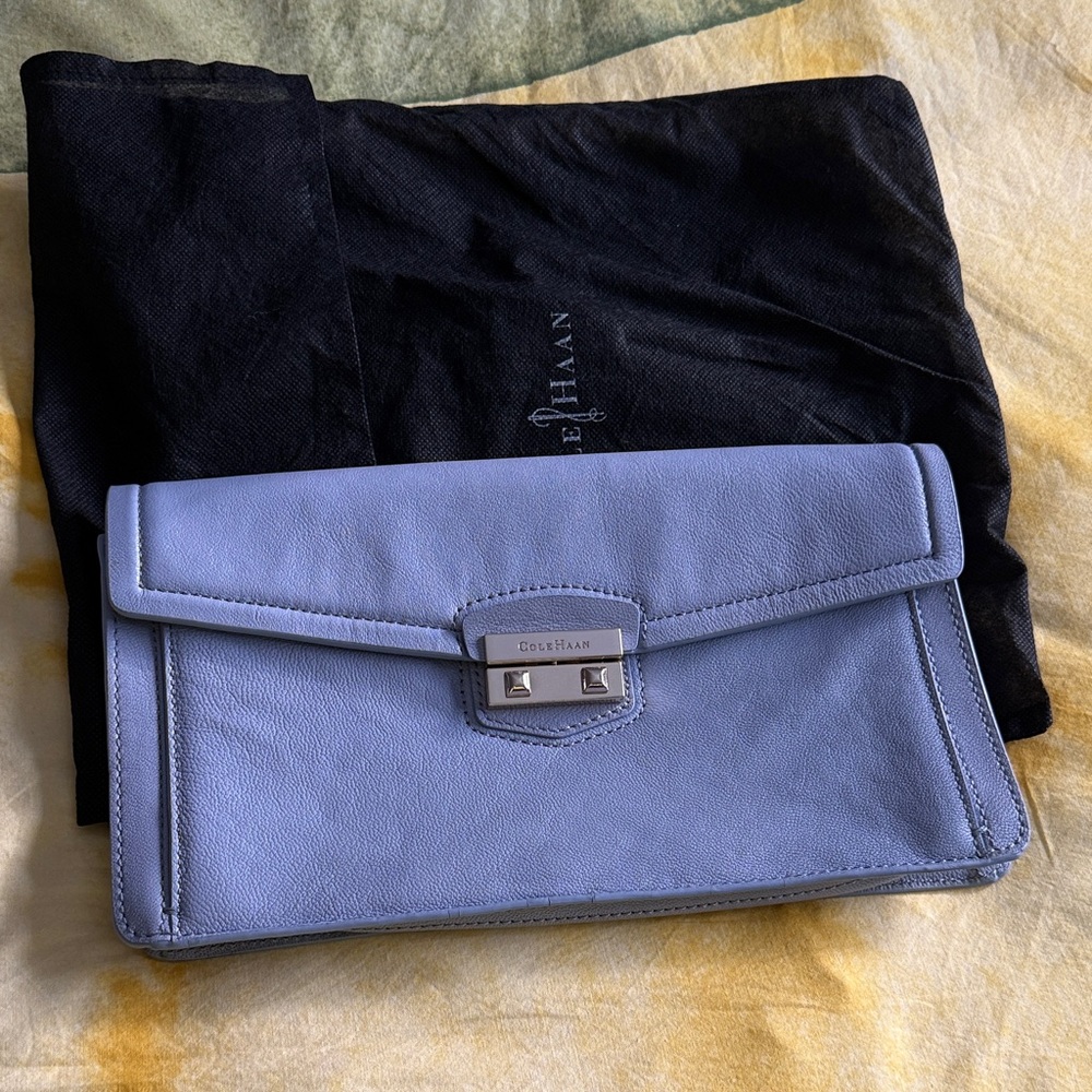 Cole Haan Sky Blue Leather Clutch